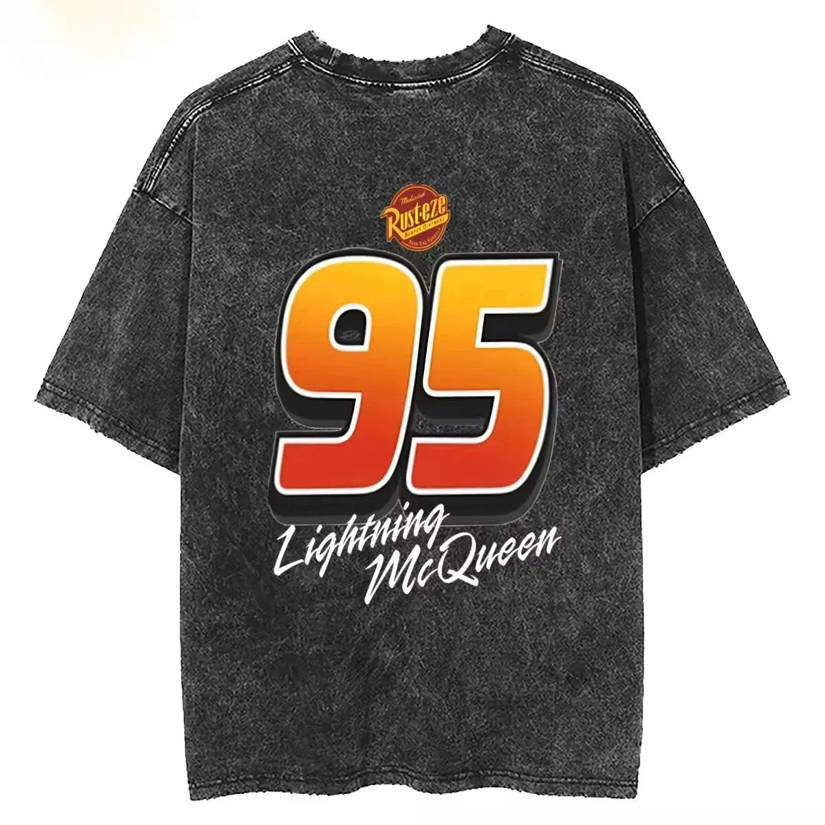Washed T-Shirt Vintage Car 95 Lightning McQueen Hip Hop Vintage Unisex T-Shirt Streetwear Short Sleeve Top T-Shirt Ladies