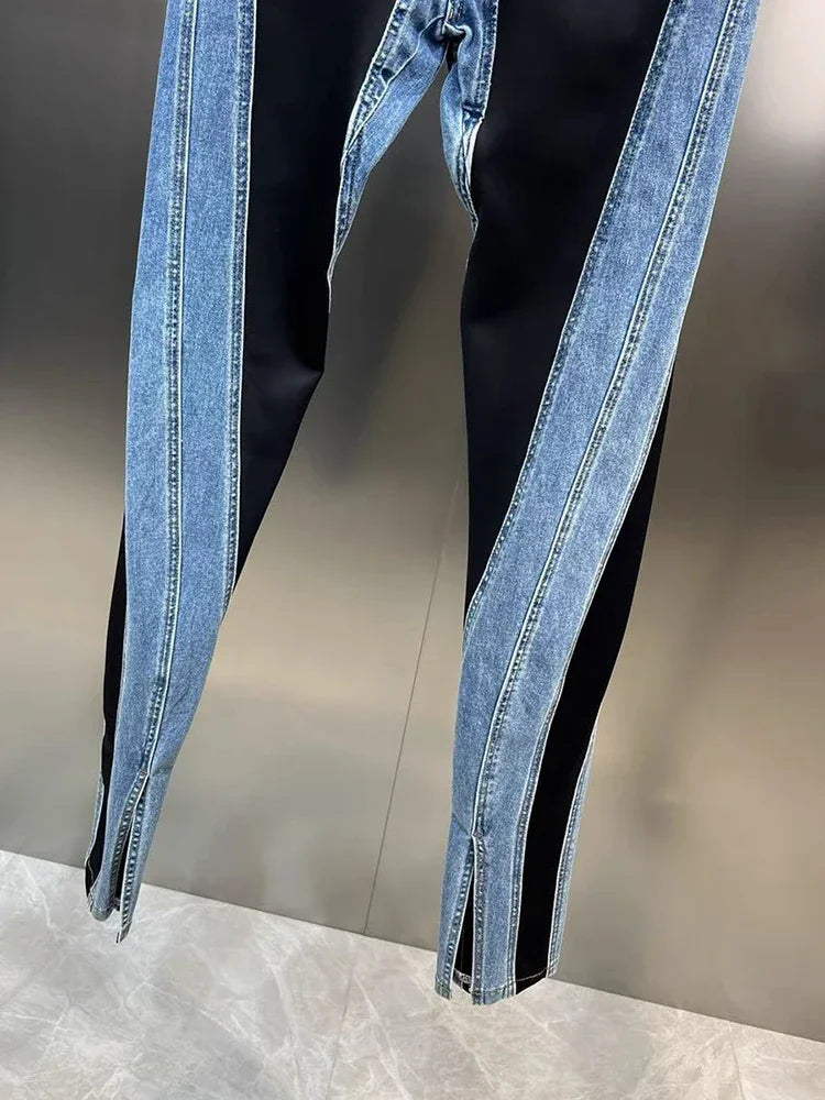 Trendy New Items Women's Patchwork Pencil Jeans  Spring Fashion High Waist Buttons Pockets Denim Pants Female