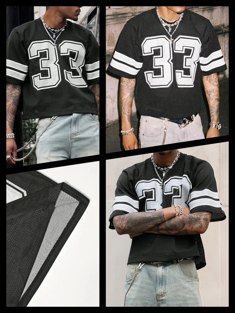 2025 Men's Summer Training Sports Mesh Plus Size Short Sleeved T-shirt Breathable Loose Plus Size Quick Drying Basketball Shirt