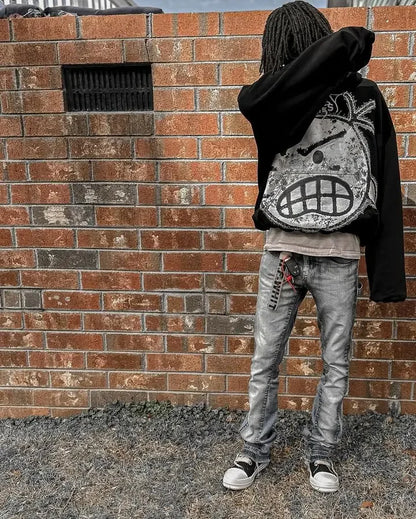 Y2k Men Women New Sweatshirt Cartoon Pattern Printing Oversized Hoodie Hip hop Gothic Black Pullover Hoodie Streetwear