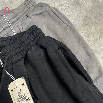High Street Men Women Hip Hop Best Pants Vintage SAINT LOUIS Drawstring Destruction Splattered Ink Letters Print Sweatpants