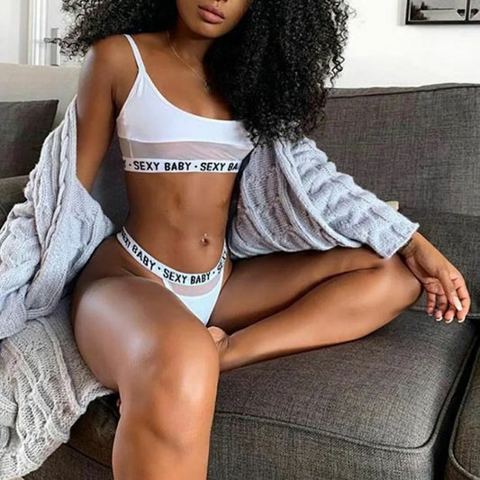 Fashion Women's Underwear Babydoll Casual Bras and Panties Set See Through Sexy Lingerie Ladies Running Sports Underwear Set
