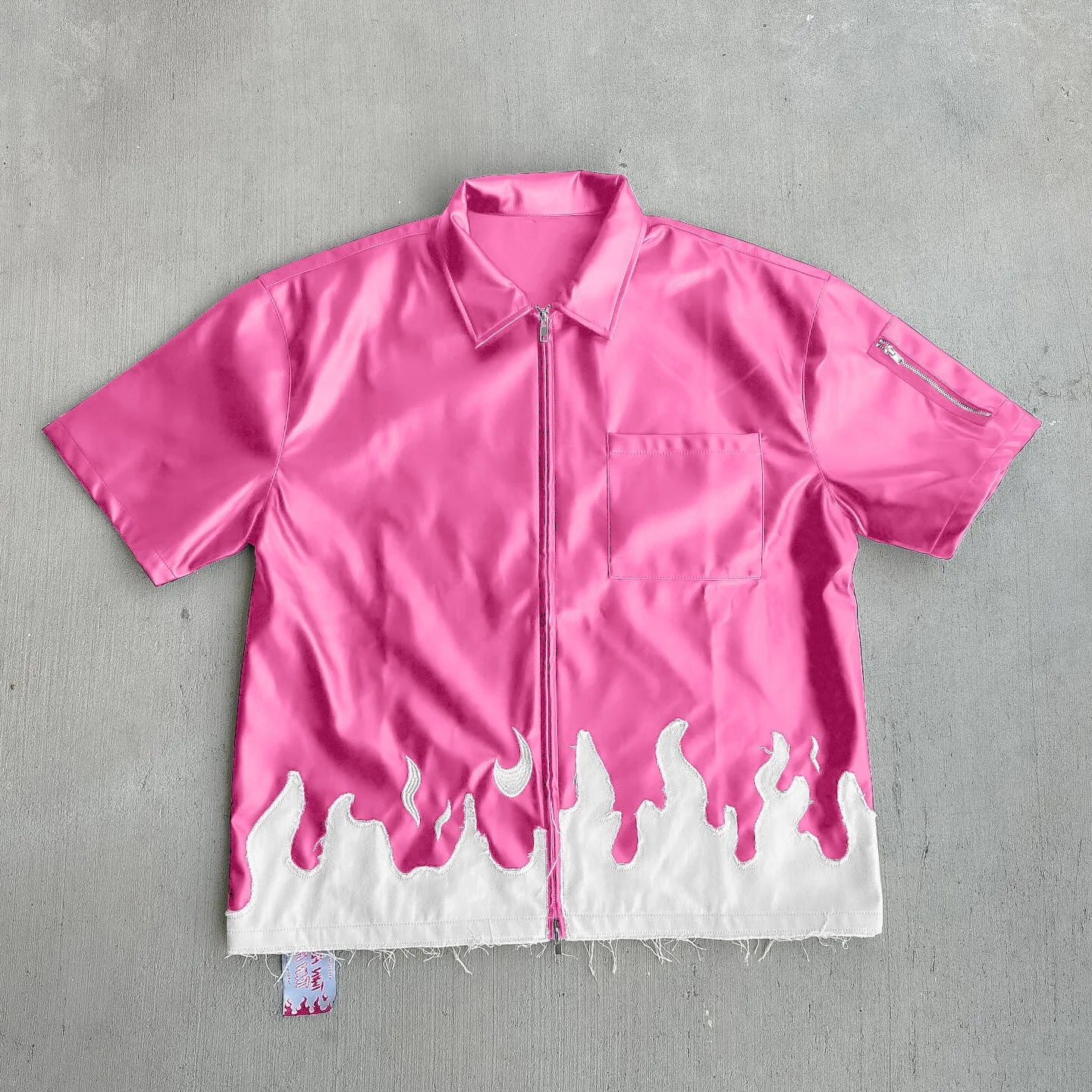 2025 New Trendy Spring and Autumn Collage Color Contrasting American Street Hip Hop Men's and Women's Zipper Shirt