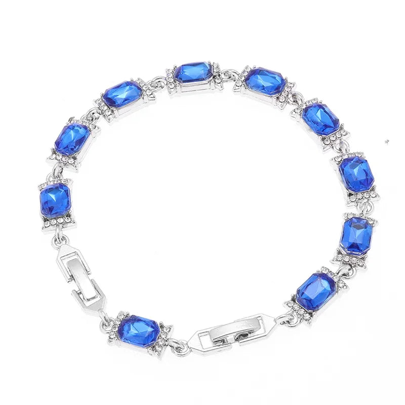 Brilliant Shining Three Dimensional Geometric Square Zirconia Tennis Bracelet Elegant Ladies Dinner Party Jewelry Girls Gift