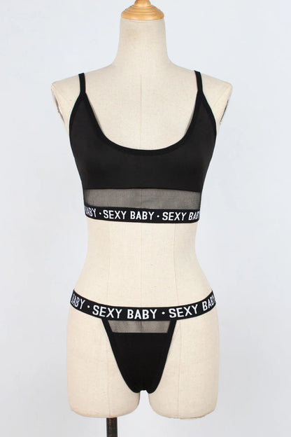 Fashion Women's Underwear Babydoll Casual Bras and Panties Set See Through Sexy Lingerie Ladies Running Sports Underwear Set