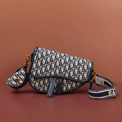 Female Bag Retro Luxury Designer Handbag Crossbody Saddle Bags Fashion Canvas Women's 2025 Trend Shoulder bag Purses
