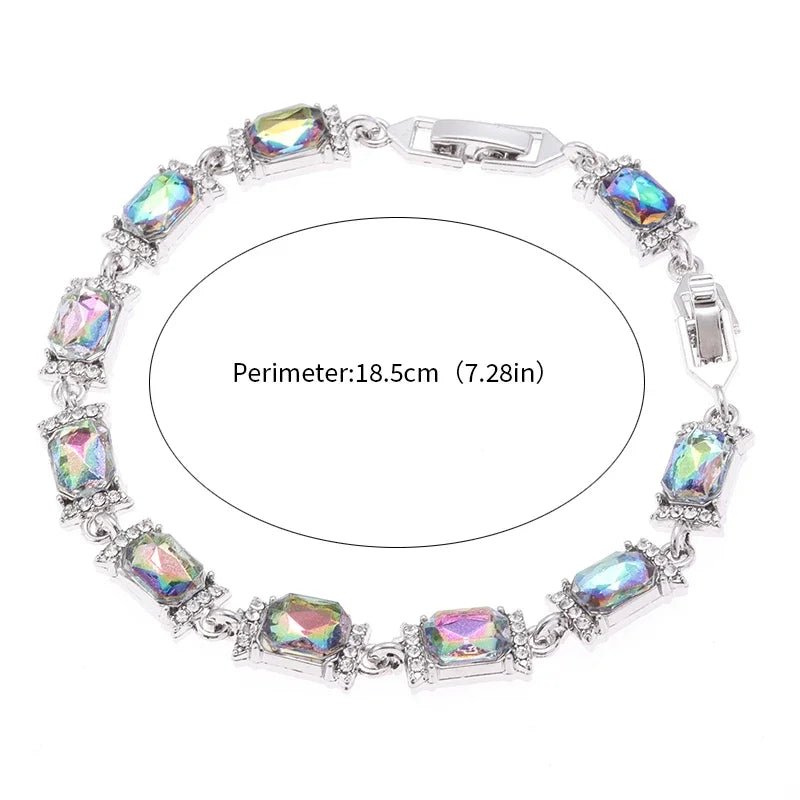 Brilliant Shining Three Dimensional Geometric Square Zirconia Tennis Bracelet Elegant Ladies Dinner Party Jewelry Girls Gift