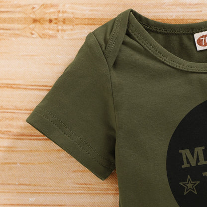 Newborn Baby Boy Summer Clothes Set Letters Short Sleeve Romper +Camouflage Pants+Hat 3pcs Outfits for Toddler Boy 0-18 Months