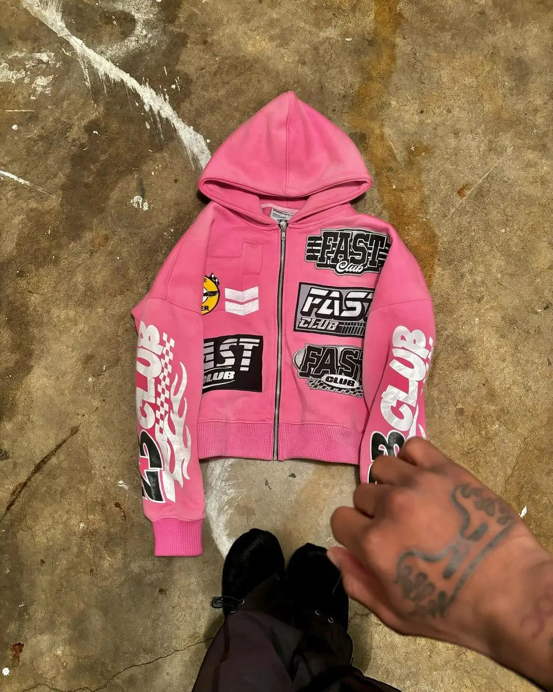 Y2k Streetwear Retro Men Embroidery Personalized Diamond Oversized Hoodie Men Women Gothic Casual Sweatshirt