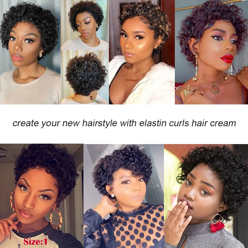 Pixie Cut Wig Human Hair Short Curly Human Hair Wigs For Black Women Cheap Human Hair Wig Full Machine Sans Colle Curly Wig Hair