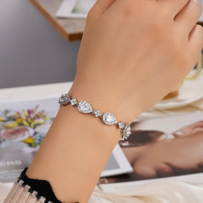 ZAKOL Wedding Bridal Bracelet for Brides Bridesmaids Delicate Cubic Zirconia Classic Teardrop Tennis Bracelets Women Jewelry