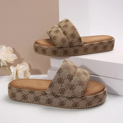 Fashion Slippers for Women Thick Sole Anti-slip Flowers Slippers Outdoor Summer Comfortable Wear-resistant Zapatillas De Mujer