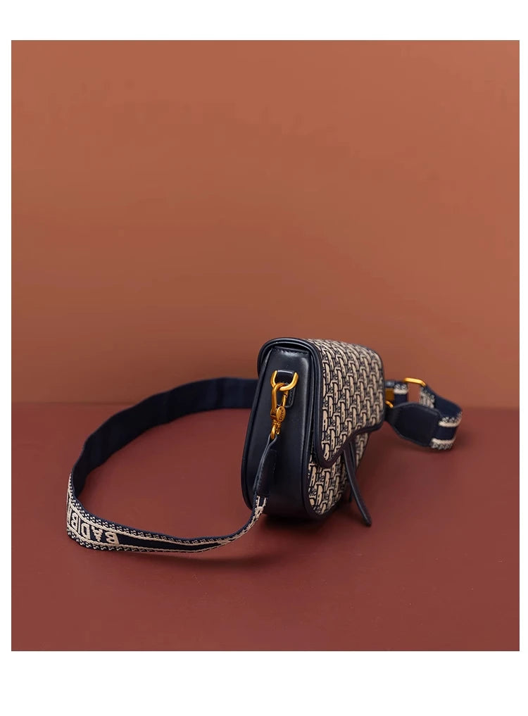 Female Bag Retro Luxury Designer Handbag Crossbody Saddle Bags Fashion Canvas Women's 2025 Trend Shoulder bag Purses