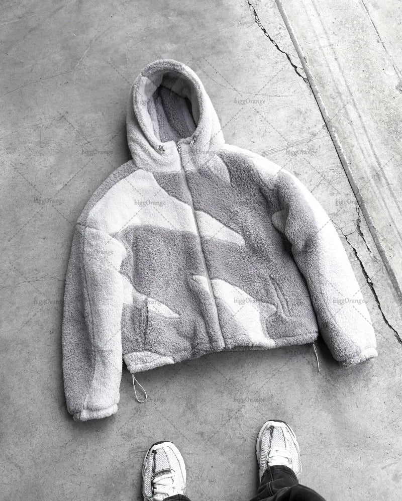 2024 New American Fashion Trend Brand Clothing Street Hip-hop  Tops Oversized Loose Splicing Casual Zipper Jacket Men