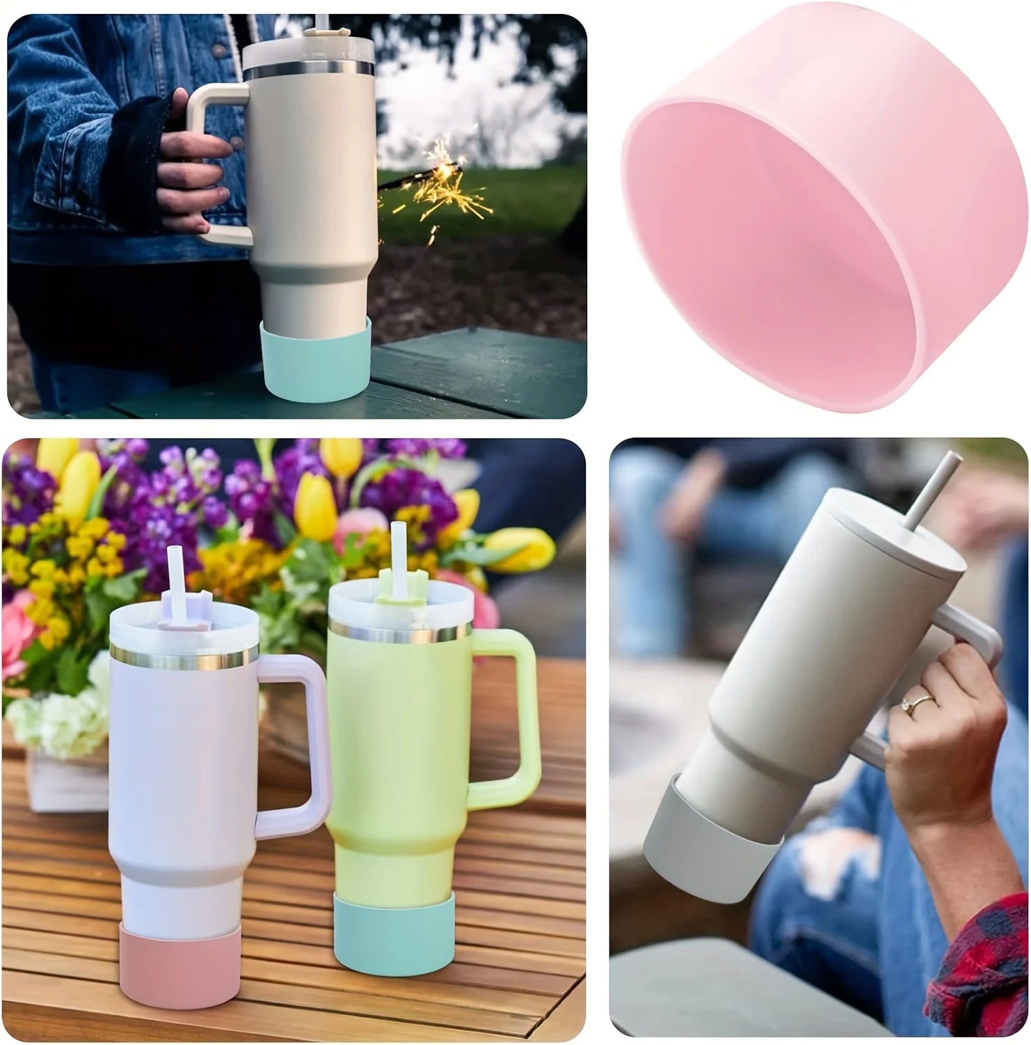 3Pcs Bow Straw Cap Covers Toppers Accessories for Stanley 30&40 Cups Silicone Boot Butterfly Charm Chain for Tumbler with Handle