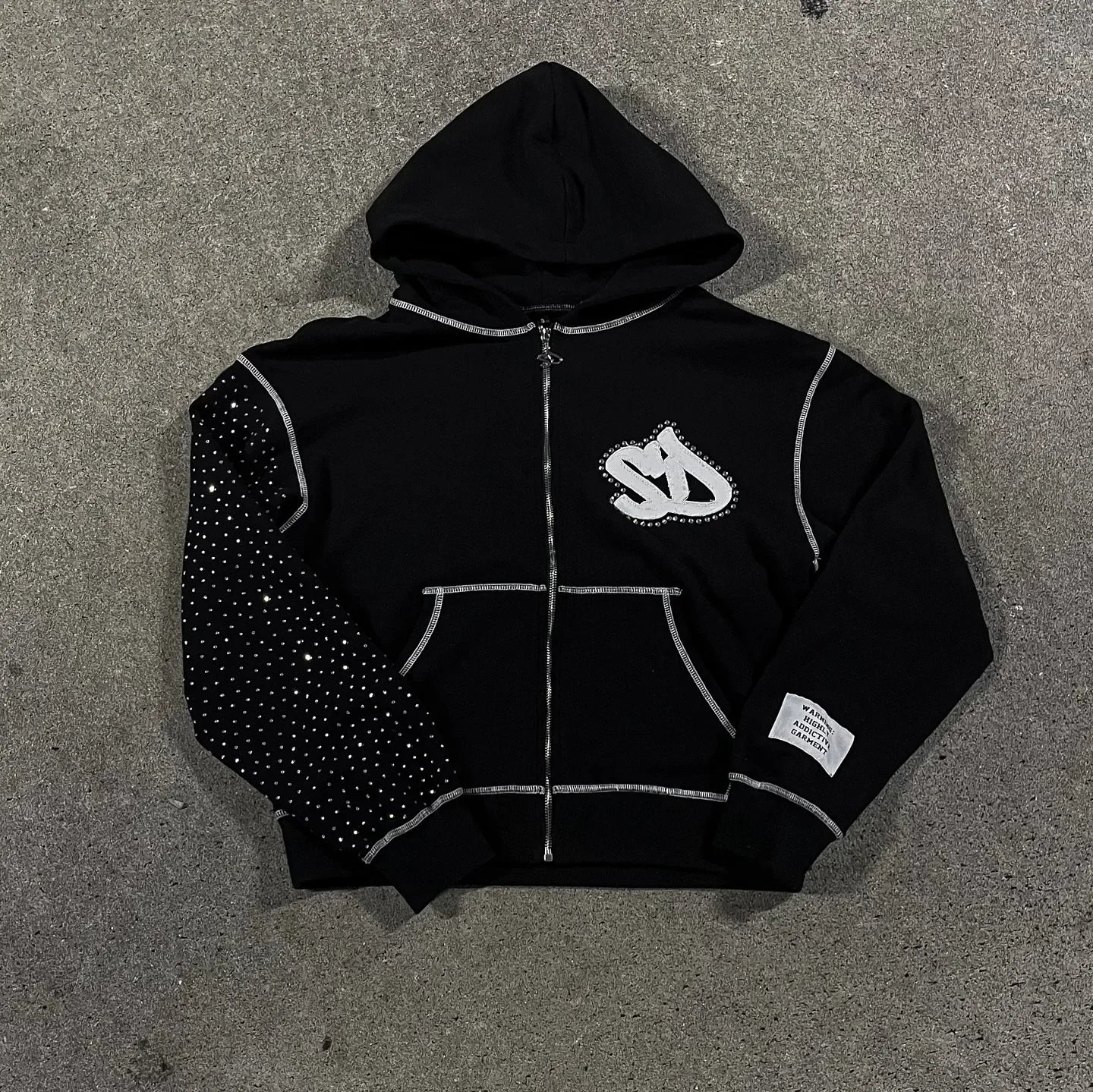 Y2k Streetwear Retro Men Embroidery Personalized Diamond Oversized Hoodie Men Women Gothic Casual Sweatshirt