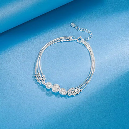Fine Silver Color Lucky beads ball chain Bracelet For Women luxury fashion party Wedding Jewelry lovers gift charms