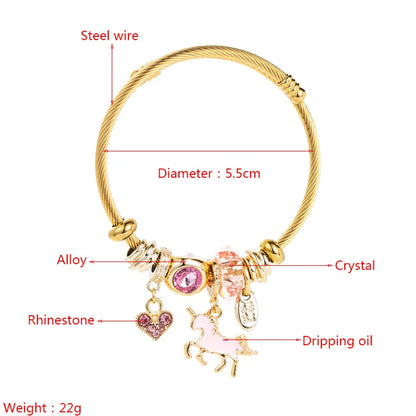 Stainless Steel Mixed Beads Butterfly Adjustable Bracelet with Crystals Letter Tag for Women DIY Jewelry