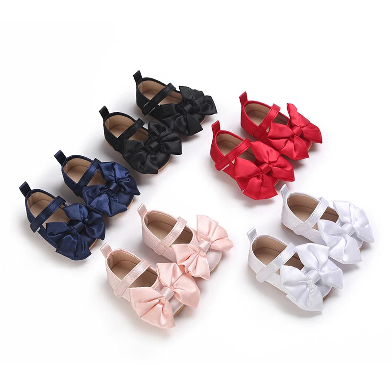 NEW Infant Toddler Bowknot Non-slip Rubber Soft-Sole Flat 0-18 Months Baby Casual Shoes  First Walker Newborn Bow Decor