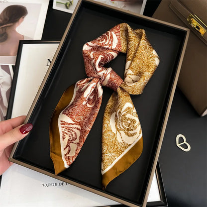 Luxury Temperament Color Match 70X70cm Square Scarf Silk Scarf Kerchief Popular Silk Scarves Bandanna Scarf Tie Neck Bag Scarf