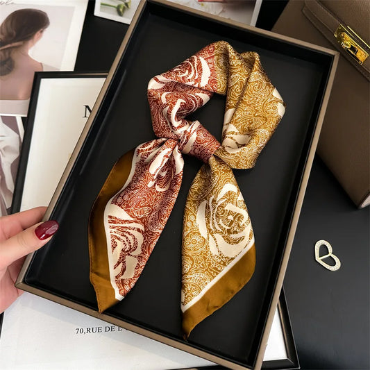 Luxury Temperament Color Match 70X70cm Square Scarf Silk Scarf Kerchief Popular Silk Scarves Bandanna Scarf Tie Neck Bag Scarf
