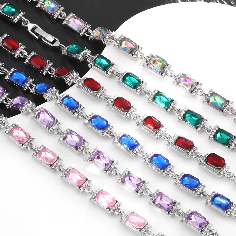 Brilliant Shining Three Dimensional Geometric Square Zirconia Tennis Bracelet Elegant Ladies Dinner Party Jewelry Girls Gift