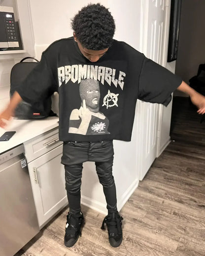 Y2K T Shirt Tops  Hip Hop Graphic Print Oversized TShirt Mens New Punk Rock Round Neck Cotton Short Sleeve Clothes