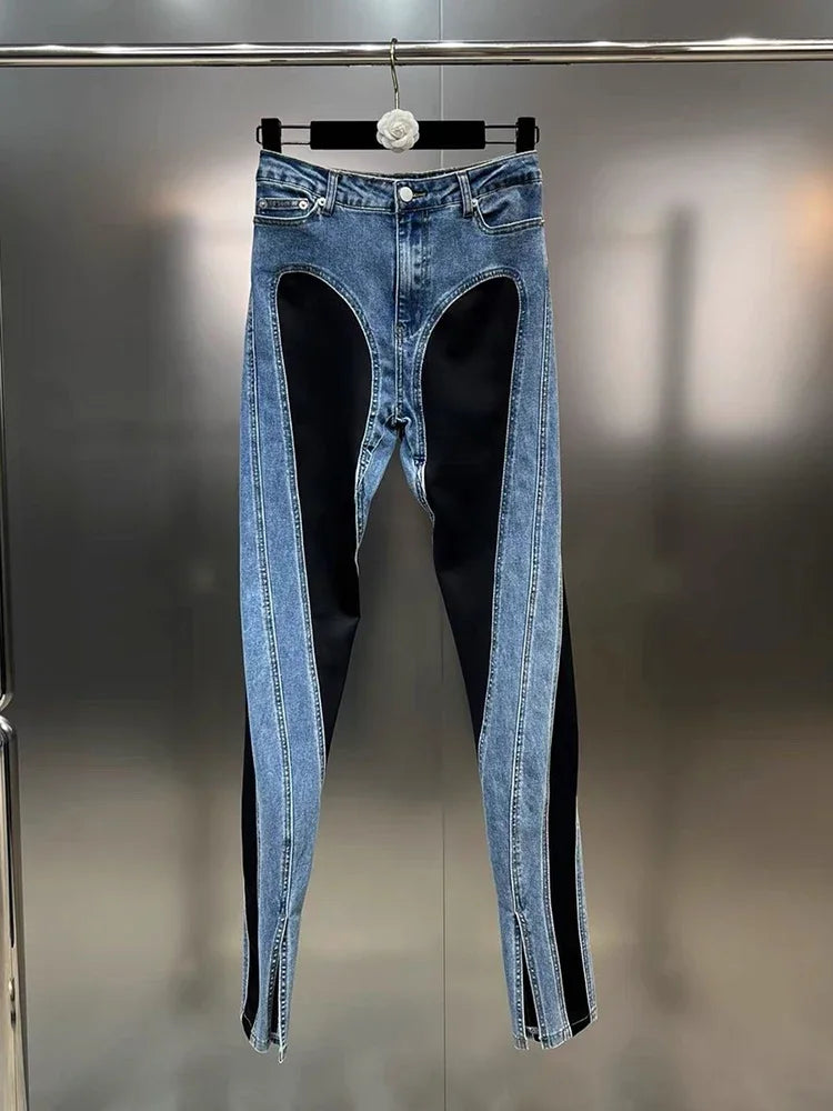 Trendy New Items Women's Patchwork Pencil Jeans  Spring Fashion High Waist Buttons Pockets Denim Pants Female