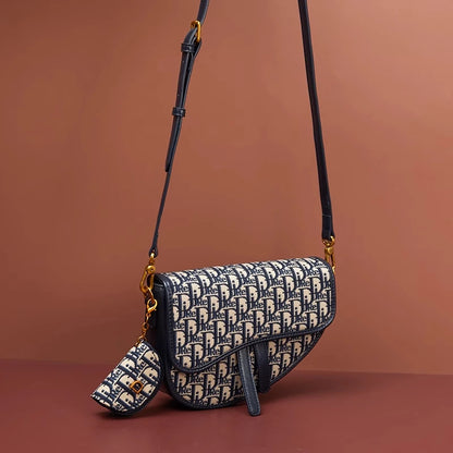 Female Bag Retro Luxury Designer Handbag Crossbody Saddle Bags Fashion Canvas Women's 2025 Trend Shoulder bag Purses