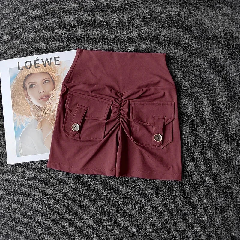 Sexy Solid Color Soft Tight Women Fitness Sport Short High Waist Yoga Short Leggings Cycling Comprehensive Training Jog Athletic