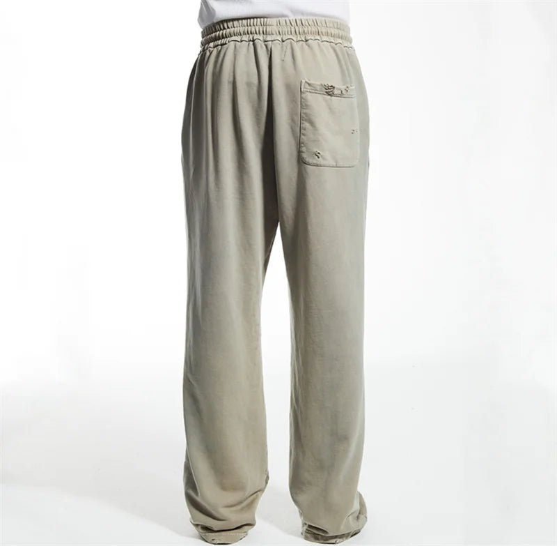 High Street Men Women Hip Hop Best Pants Vintage SAINT LOUIS Drawstring Destruction Splattered Ink Letters Print Sweatpants
