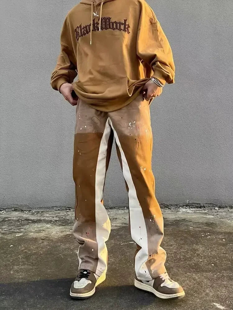 2024 Vintage Brown Y2K  Baggy Jeans Pants For Men Clothing Patchwork Streetwear Luxury Gothic Trousers