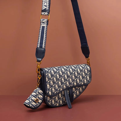 Female Bag Retro Luxury Designer Handbag Crossbody Saddle Bags Fashion Canvas Women's 2025 Trend Shoulder bag Purses