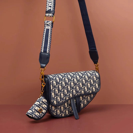 Female Bag Retro Luxury Designer Handbag Crossbody Saddle Bags Fashion Canvas Women's 2025 Trend Shoulder bag Purses
