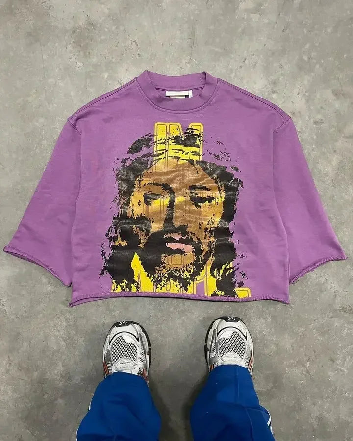 Y2K Harajuku Hip Hop Character Graphic Printed Seven Quarter Sleeves Tops