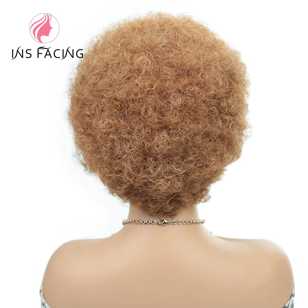 6inch natural black color 150% density daily use wig short afro curly human hair wigs machine made pixie cut human hair wig