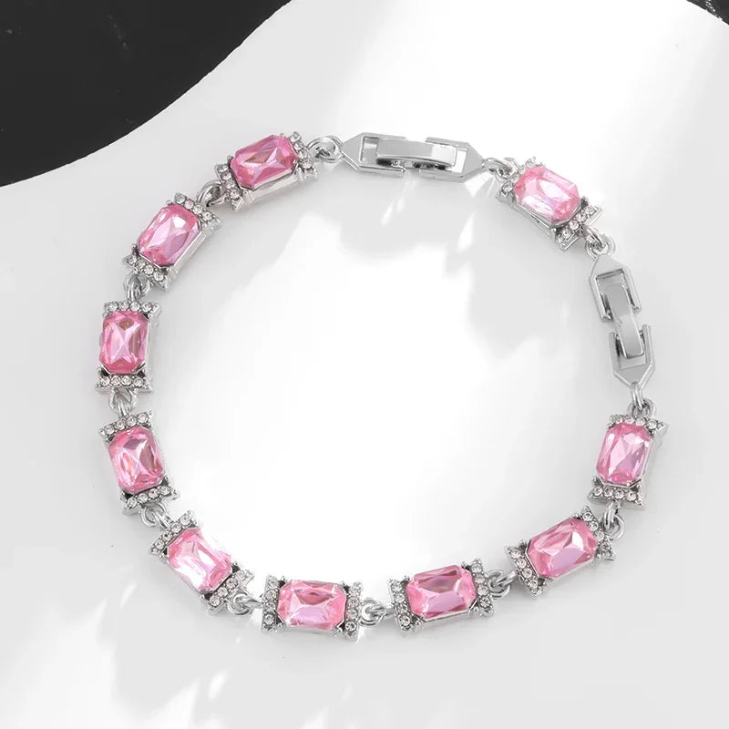 Brilliant Shining Three Dimensional Geometric Square Zirconia Tennis Bracelet Elegant Ladies Dinner Party Jewelry Girls Gift
