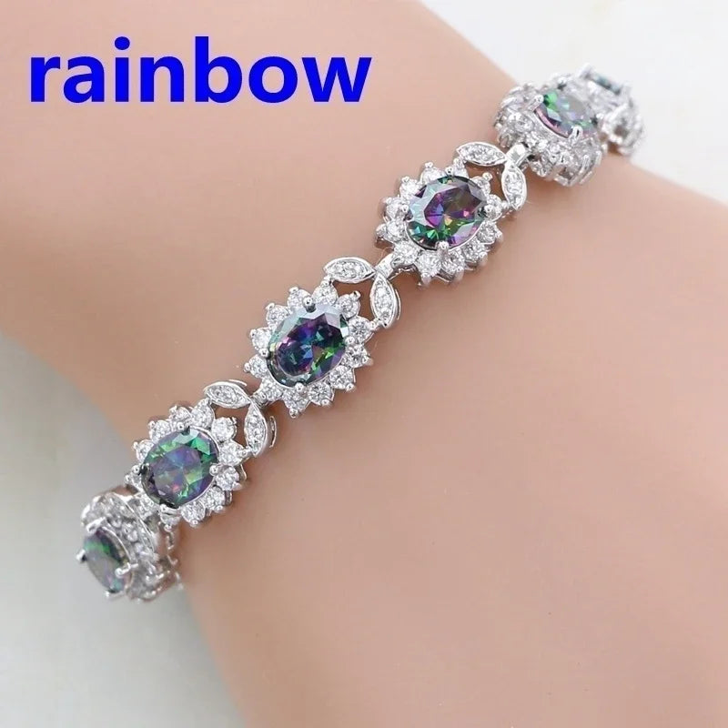 Brilliant Shining Three Dimensional Geometric Square Zirconia Tennis Bracelet Elegant Ladies Dinner Party Jewelry Girls Gift