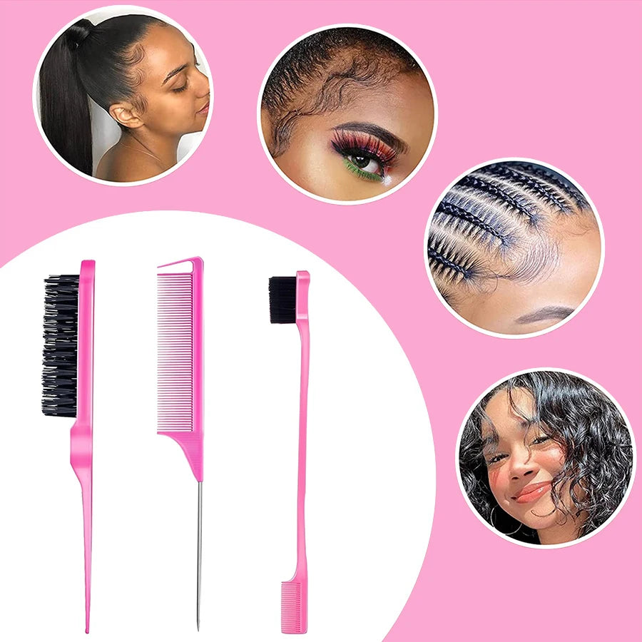113g Edge Control Gel With 3pcs Comb Brush For Women Tame Frizz Flying Finishing Broken Hair Wig Lace Styling Wax Cream Pomade