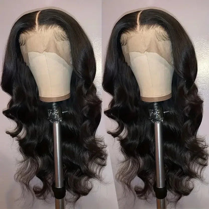 Cross-Border Best-Selling Long Fake Hair Middle Part Large Curling Hair Natural Front Lace Women's Wig Full Head Cover