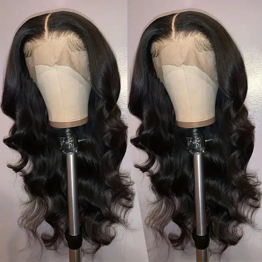 Cross-Border Best-Selling Long Fake Hair Middle Part Large Curling Hair Natural Front Lace Women's Wig Full Head Cover