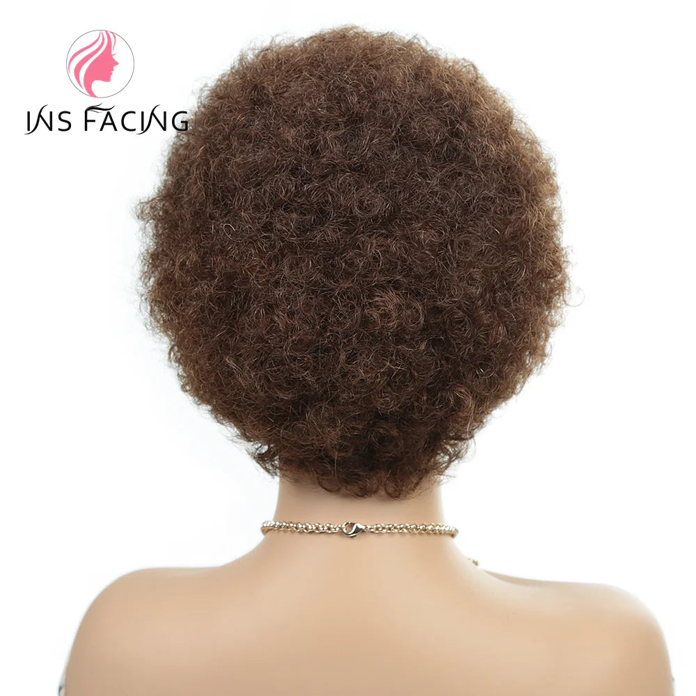 6inch natural black color 150% density daily use wig short afro curly human hair wigs machine made pixie cut human hair wig