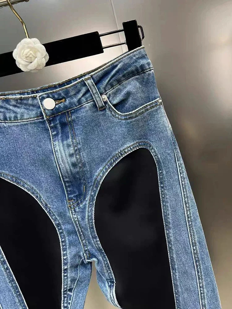 Trendy New Items Women's Patchwork Pencil Jeans  Spring Fashion High Waist Buttons Pockets Denim Pants Female