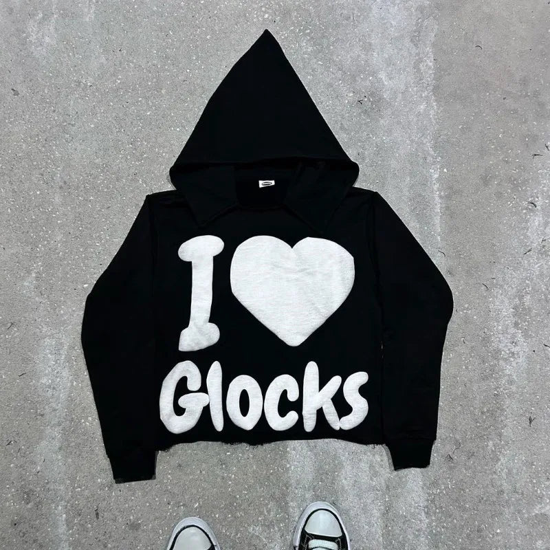 Y2k Women's Hoodie Long Sleeve Pullover Oversize Streetwear Personalized Pattern Sweatshirt Vintage High Street Punk Top Clothes
