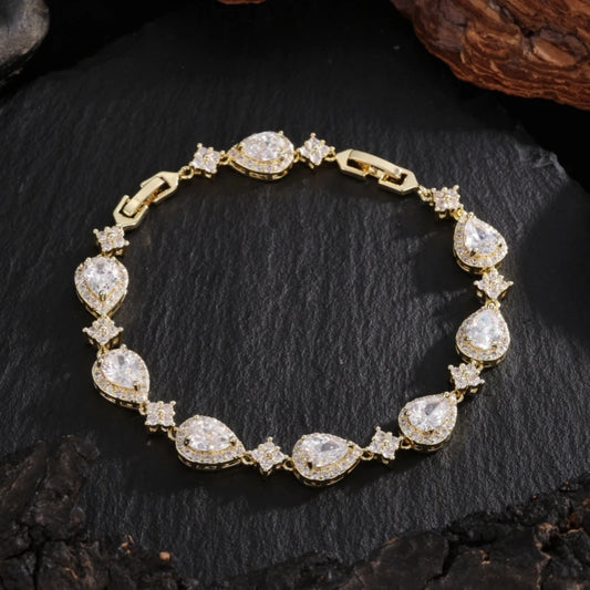 ZAKOL Wedding Bridal Bracelet for Brides Bridesmaids Delicate Cubic Zirconia Classic Teardrop Tennis Bracelets Women Jewelry