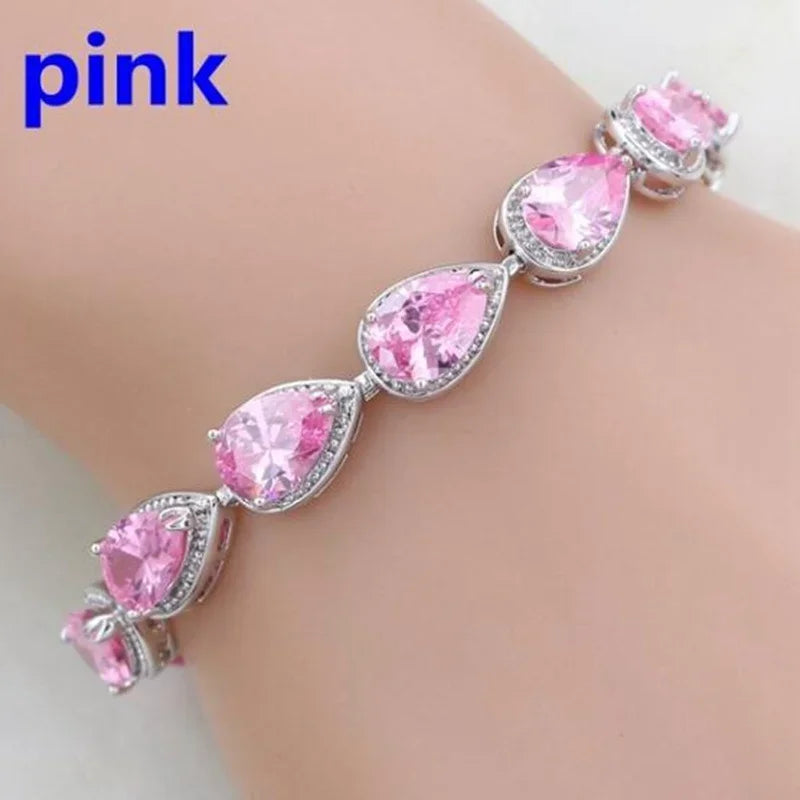 Brilliant Shining Three Dimensional Geometric Square Zirconia Tennis Bracelet Elegant Ladies Dinner Party Jewelry Girls Gift