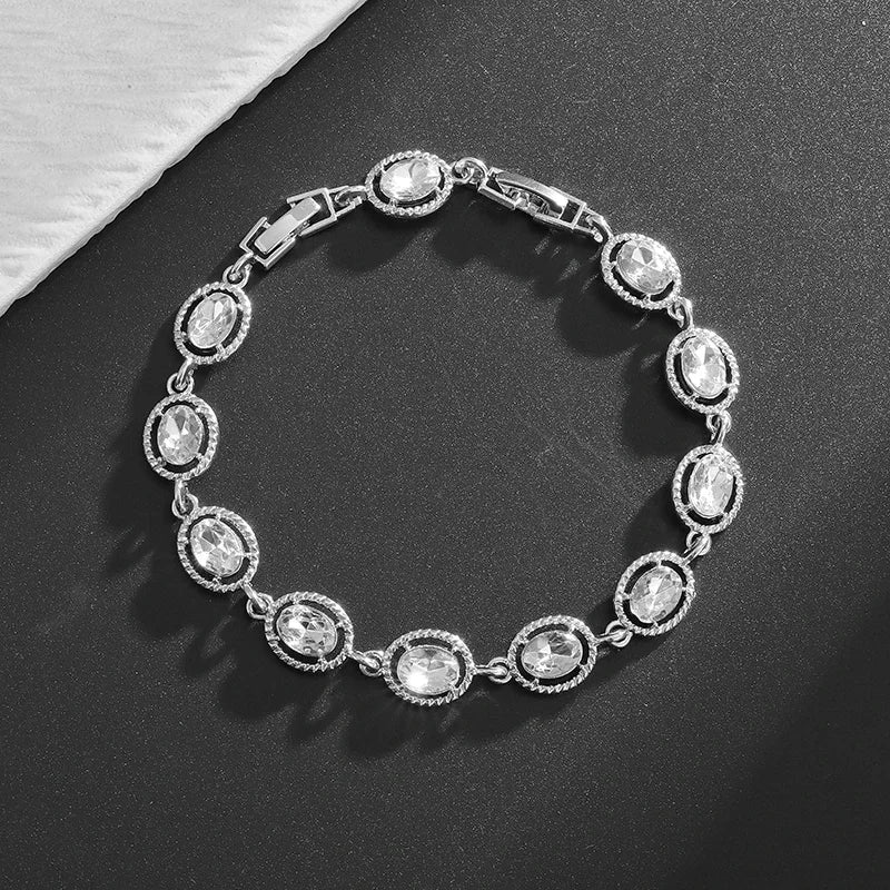 Brilliant Shining Three Dimensional Geometric Square Zirconia Tennis Bracelet Elegant Ladies Dinner Party Jewelry Girls Gift