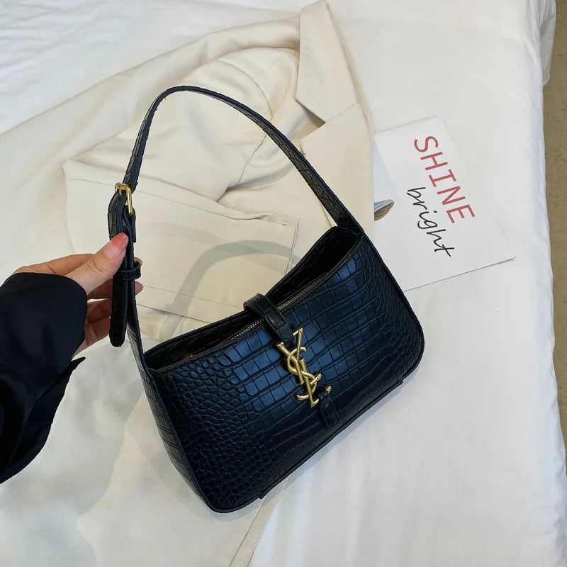 2025 new crocodile case armpit bag, high-end party handbag, autumn and winter high-end texture women's bag