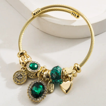 Stainless Steel Mixed Beads Butterfly Adjustable Bracelet with Crystals Letter Tag for Women DIY Jewelry