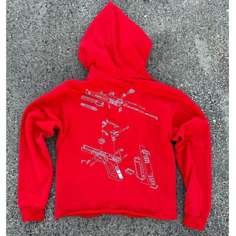 Y2k Women's Hoodie Long Sleeve Pullover Oversize Streetwear Personalized Pattern Sweatshirt Vintage High Street Punk Top Clothes